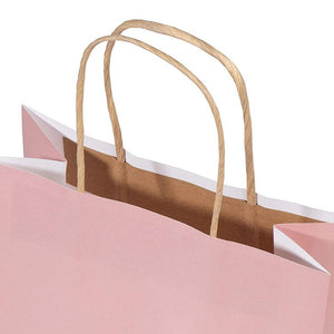 Blush Pink Gift Bags - 15-Pack Glossy Pink Paper Bags with Handle, Wedding Welcome Bags, Medium Sized for Retail, Gifts, Birthday, Bridal Shower Party Favors, 8 x 4 x 10 Inches