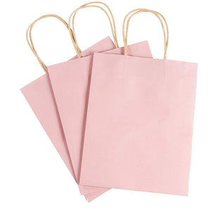 Blush Pink Gift Bags - 15-Pack Glossy Pink Paper Bags with Handle, Wedding Welcome Bags, Medium Sized for Retail, Gifts, Birthday, Bridal Shower Party Favors, 8 x 4 x 10 Inches