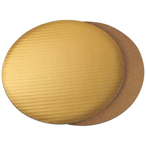 10" Round Cake Boards - 12-Pack Cardboard Scalloped Cake Pizza Tart Circle Base Stands - 10 Inches Diameter, Gold Metallic