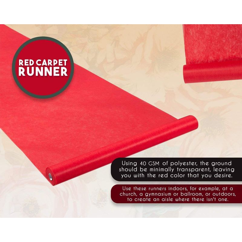 Red Carpet Runner - Aisle Runner - Essential Hollywood and Christmas Party Decoration, Runway Rug, Suitable for Indoor or Outdoor Party Decoration - Red, 3 x 100 Feet (40gsm Thickness)