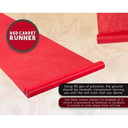 Red Carpet Runner - Aisle Runner - Essential Hollywood and Christmas Party Decoration, Runway Rug, Suitable for Indoor or Outdoor Party Decoration - Red, 3 x 50 Feet (40gsm Thickness)