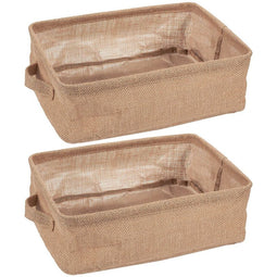 Foldable Storage Bins, Fabric Linen Baskets with Handles (12.2 x 9.7 x 4.5 In, 2 Pack)