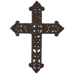 Juvale Wrought Iron Cross Decoration - Rustic Celtic Cross, Metal Cross for Christian and Religious Art Lovers, Dark Bronze, 15 x 11.3 x 0.5 Inches