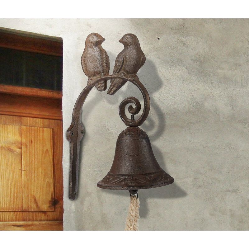Juvale Rustic Cast Iron Love Birds Door Bell - Decorative Vintage Antique Farmhouse Style Decoration for Outside House, 4.5 x 8.5 x 1.5 Inches