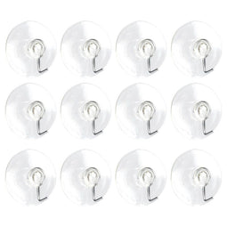 Juvale Suction Cup Hooks for Shower – 12 Pack Heavy Duty Silicone Plastic Suction Cup Hangers for Window, Kitchen, Bathroom, Wall - Clear, 1.5 Inch / 4 cm Diameter