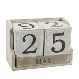 Juvale Calendar Block - Wooden Perpetual Desk Calendar - Home and Office Decor, 5.3 x 3.7 x 2.6 inches