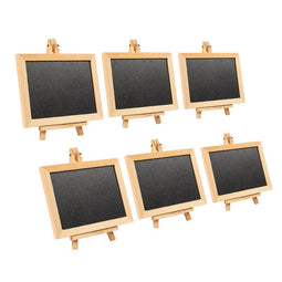 Wooden Framed Chalkboard Sign - 6-Pack Decorative Removable Chalk Board with Easel Stand - for Restaurants, Weddings, Cafe, Black, 7 x 7 x 4.25 inches Assembled
