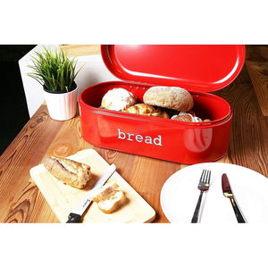 Large Bread Box for Kitchen Counter - Stainless Steel Bread Bin Storage Container Holder for Loaves, Pastries & More - Retro Vintage Design, Red, 17.3 x 8.3 x 6.5 inches