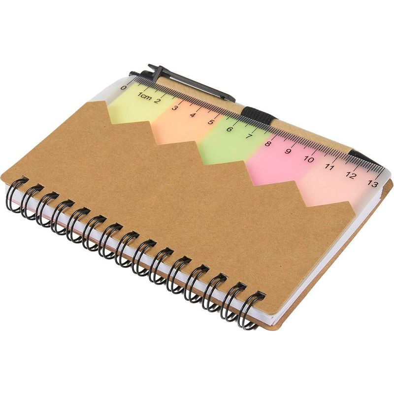 Juvale Kraft Cover Mini Spiral Notepads with Pen Sticky Notes (69 Sheets, 6-Pack)
