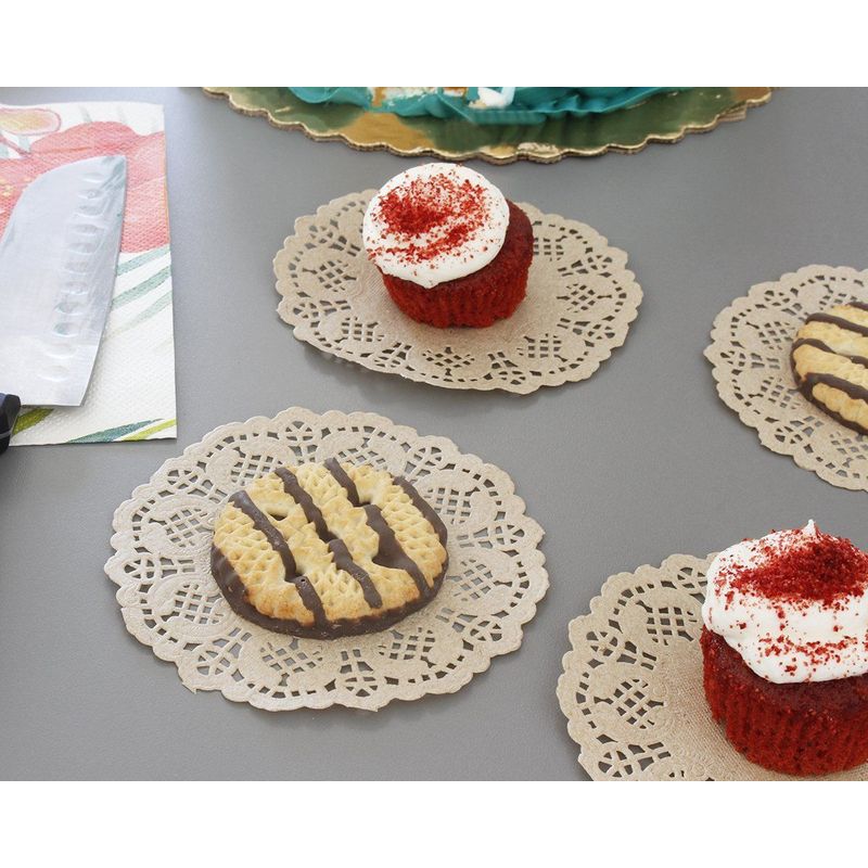 Hesroicy 100Pcs Round Paper Lace Doilies Cake Placemat Party Wedding Baking  Decoration 