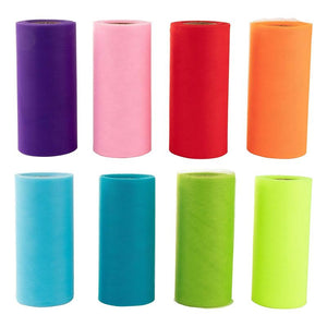 Juvale Tulle Rolls, Sewing Accessories and Supplies (6 in x 25 Yards, 8-Pack)