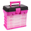 Juvale Storage and Tool Box, Durable Organizer Box with 4 Drawers 13 Compartments for Fishing Tackle, Beads and Craft Accessories (Pink)