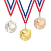 Juvale 3-Piece Award Medals Set - Metal Olympic Style Table Tennis Gold, Silver, Bronze Medals for Ping Pong Games, Competitions, Party Favors, 2.3 Inches in Diameter with 32-Inch Ribbon