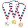Juvale 3-Piece Award Medals Set - Metal Olympic Style Table Tennis Gold, Silver, Bronze Medals for Ping Pong Games, Competitions, Party Favors, 2.3 Inches in Diameter with 32-Inch Ribbon