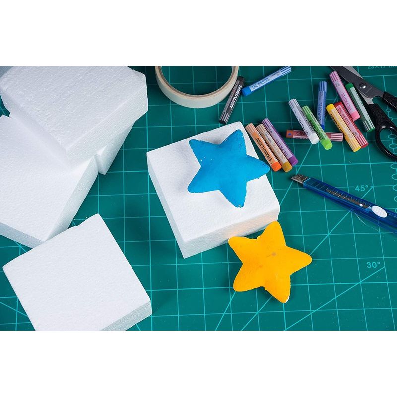 20 Pk Foam Blocks for Crafts, Polystyrene Squares for DIY Sculptures, 4x4x2  in 