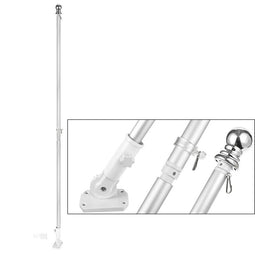 Juvale House Flag Pole Kit, Outdoor Wall Mounted Metal Flag Holder and Pole Set (6 Feet)
