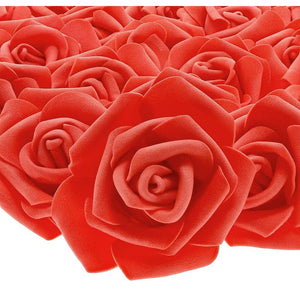 Stemless Rose Artificial Flower Heads for Wedding Valentine's & DIY (3 in, Red, 100 Pack)