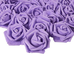 Rose Flower Heads, Artificial Roses for Weddings and Crafts (Purple, 3 in, 100 Pack)