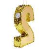 Juvale Small Number 2 Gold Foil Pinata, Second Birthday Party Supplies, 16 x 10.5 x 3 Inches