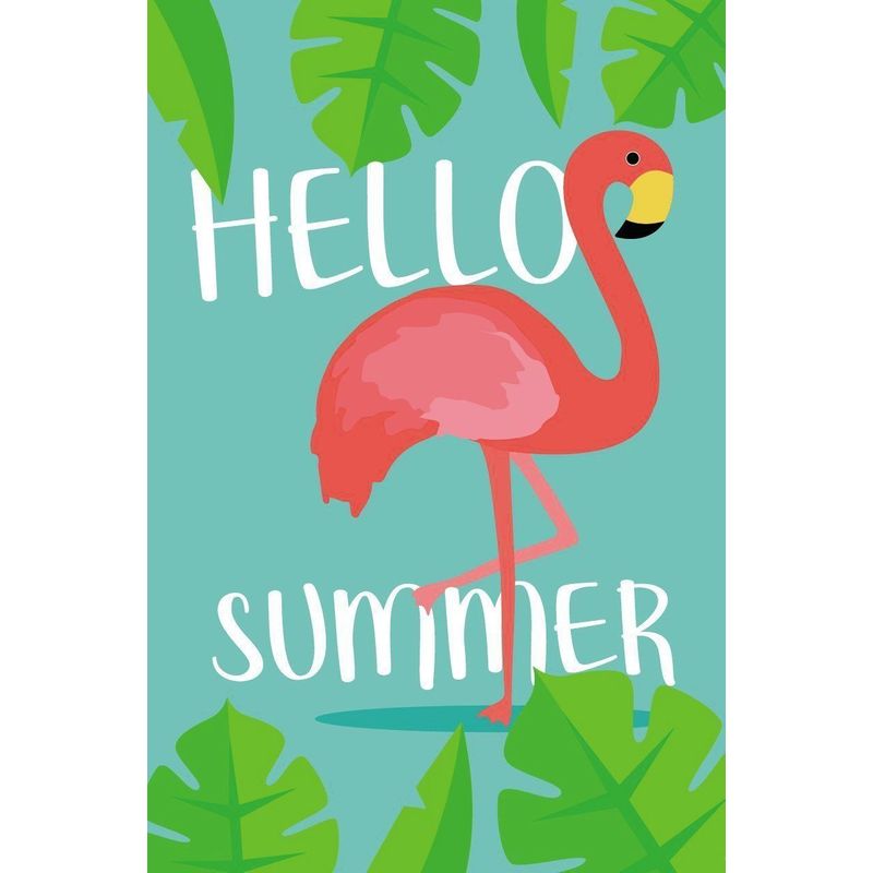 Double Sided Garden Flag, Hello Summer Lawn Banner, Flamingo (12.5 x 18.6 In)