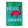 Double Sided Garden Flag, Hello Summer Lawn Banner, Flamingo (12.5 x 18.6 In)