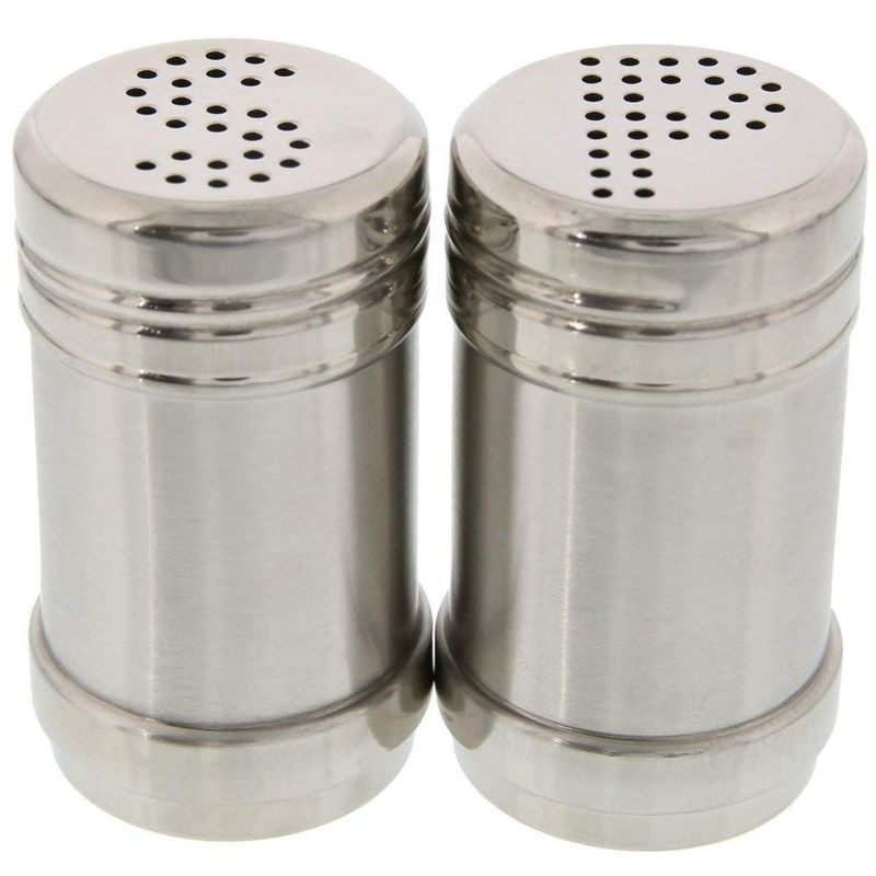 Juvale 2 Ounce Stainless Steel Metal Salt and Pepper Shakers for Kitchen  Counter, Dinner Table, Condiments, and Cooking, Refillable, Perforated S  and