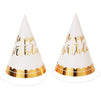 Birthday Party Hats, Cone Hat (4.3 x 6 In, Gold, 12 Pack)