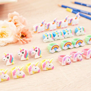 Rainbow Unicorn Toy Rings - 24-Pack Silicone Rubber Play Rings for Girls, Assorted Unicorn Themed Party Supplies Favors Accessories, Ideal for Fantasy Parties, Magical Birthdays, Game Prizes