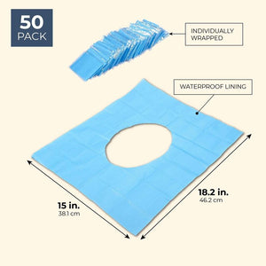 50 Count Disposable Toilet Seat Covers - Waterproof Paper Toilet Covers - Disposable Toilet Covers, Individually Wrapped