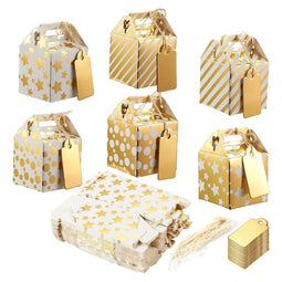 36 Pack Small Paper Treat Boxes, Metallic Gold Party Supplies (2 x 2 x 2 In)