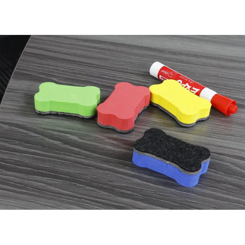 Mini Magnetic Erasers for Whiteboard Dry Erase Markers, Dog Bone Shaped (24 Pack)
