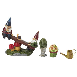 Mini Garden Gnome Fairy Village Statue Set, Whimsical Home Decor (7 Piece Set)
