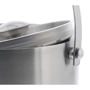 Insulated Stainless Steel Ice Bucket with Scoop, Lid and Handle (6.6 x 7.5 in)