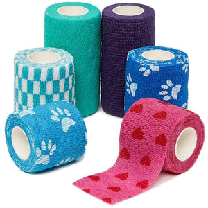 Self Adhesive Bandage Wrap, Cohesive Tape in 3 Sizes and 6 Designs (16 Pack)