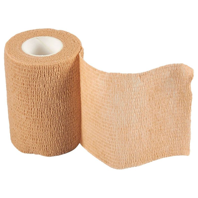 Self Adhesive Bandage Wrap, Cohesive Tape (Tan, 3 In x 5 Yards, 12-Pack)