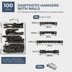 Juvale 100-Count Metal Sawtooth Picture Frame Hangers with 200 Nails, 4 Assorted Sizes