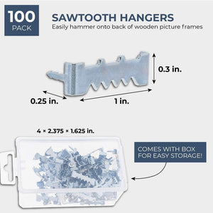 Juvale 100-Count 1 Inch Sawtooth Picture Hangers with No Nail