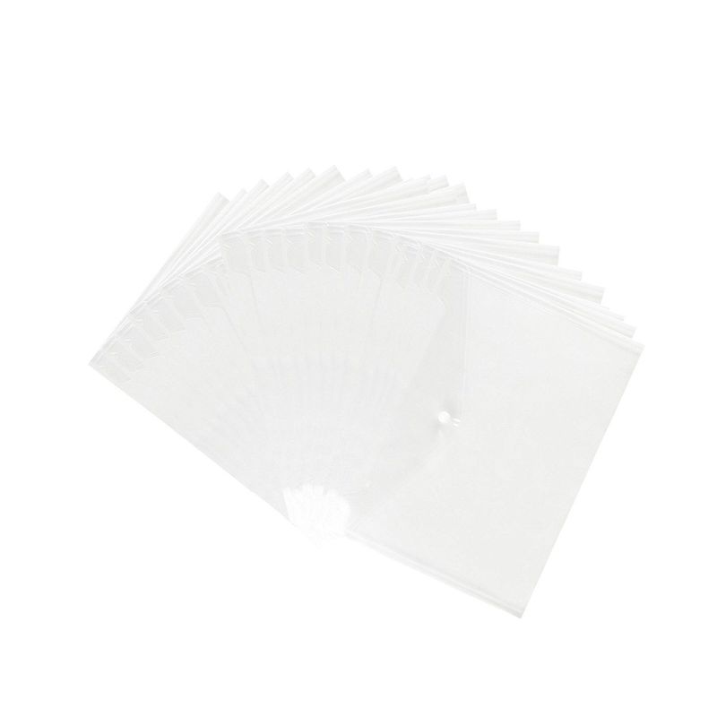 Pack of 25 Clear Document Folders - Plastic Envelope Folders for Holding A4 Documents, 12.5 x 9 Inches