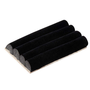 Ring Pads - 5-Pack Velvet Ring Display Trays, Ring Box Insert, Holder, Case, Ring Foam, for Jewelry Accessories Storage, Show, Retail, Shop, Home, Counter Top, 3 Slots, Black, 5.5 x 3.3 x 0.78 Inches