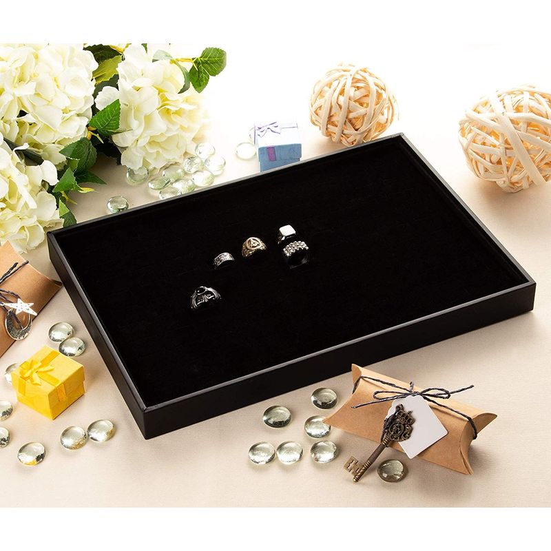 2 in 1 Velvet Jewelry Tray Ring Earring Storage Box Organizer