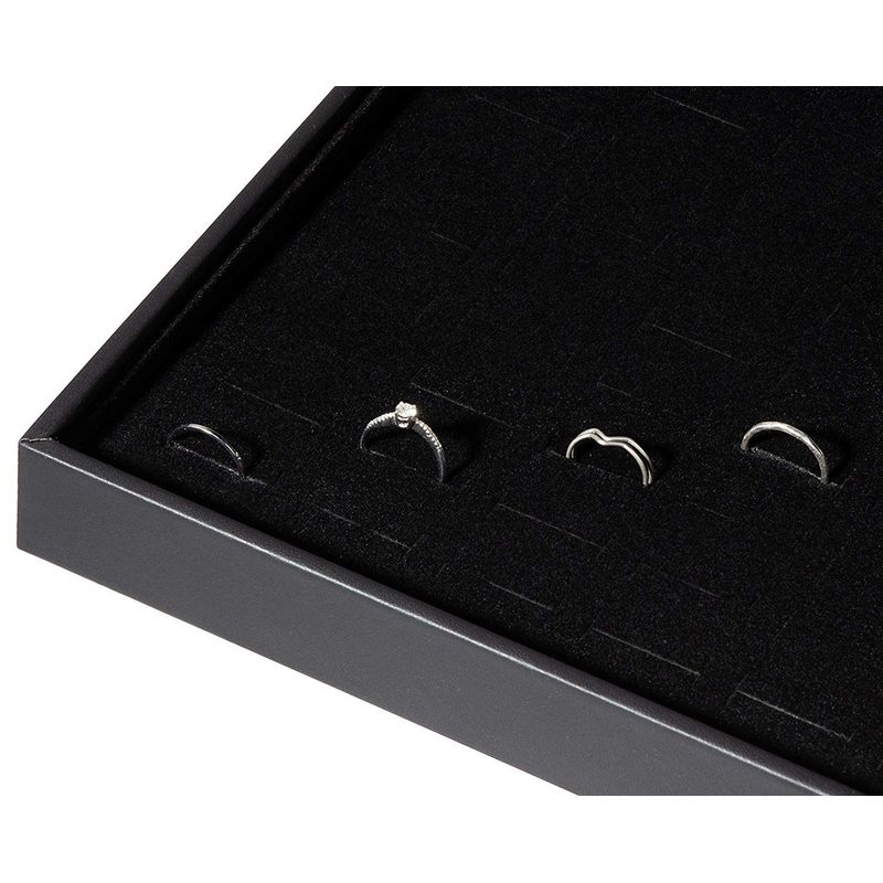 5 Pack Black Velvet Ring Insert Display Jewelry Storage Box, 100