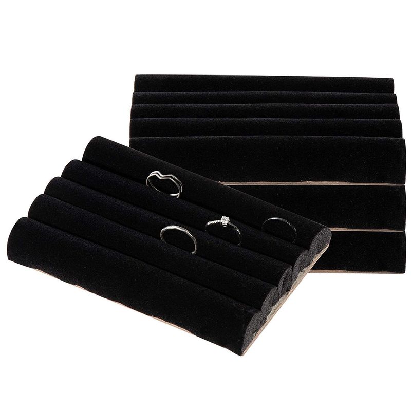 Juvale Ring Pads Foam Display Trays (4 Pack, 4 Slot, Black)