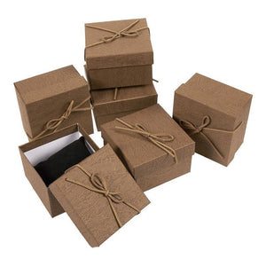 Gift Boxes Set 3.5 x 3.5 x 2.3 inches 6 Pack Jewelry Gift Boxes with Leather Bow Knot on The Lid for Rings, Bracelet, Necklace - Brown
