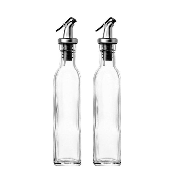 Juvale Olive Oil Dispenser – 2 Pack 250ml 8.5oz Glass Oil Bottle, Oil and Vinegar Cruet with Dispenser - Clear