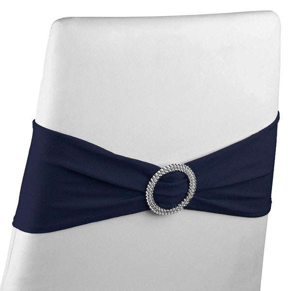 Navy Blue Chair Sashes with Silver Buckle (13.2 x 5 in, 50 Pack)
