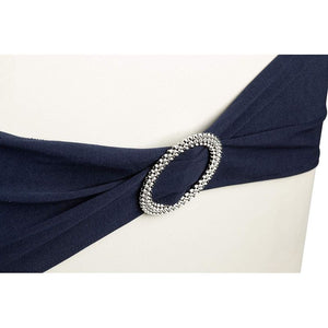 Navy Blue Chair Sashes with Silver Buckle (13.2 x 5 in, 50 Pack)