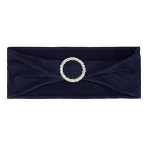 Navy Blue Chair Sashes with Silver Buckle (13.2 x 5 in, 50 Pack)