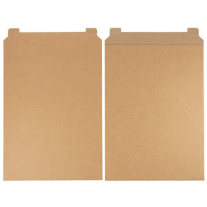 Rigid Mailers - 25-Pack Stay Flat Photo Document Mailers, Flap Closure Paperboard Envelope Mailers for Photos, Pictures, Documents, No Bend, Kraft Brown, 13 x 18 inches