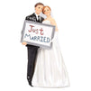 Juvale Wedding Cake Toppers - Bride Groom Cake Topper Figurines Holding Just Married Board - Fun Cake Topper for Wedding, Decorations, and Gifts - 3.3 x 5.8 x 2.25 Inches