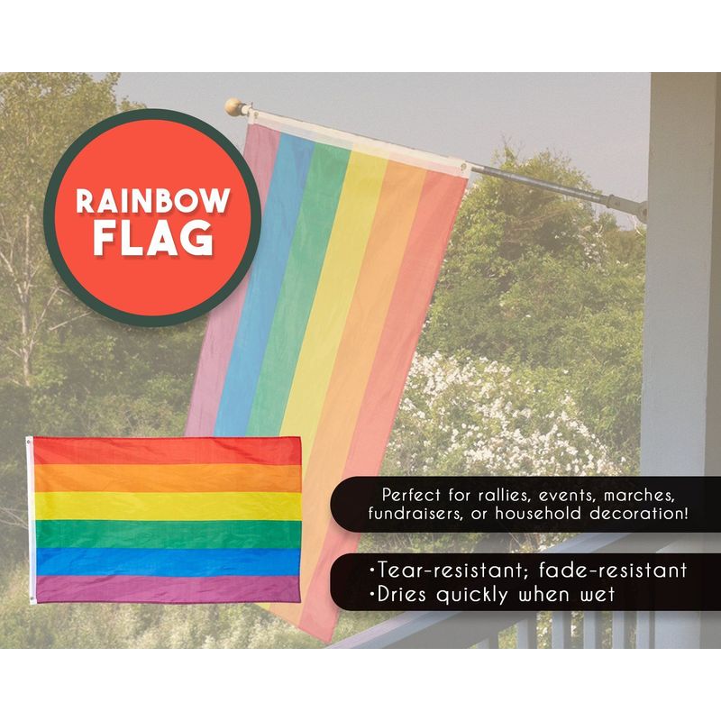 Rainbow Flag for Gay Pride with Brass Metal Grommets (3 x 5 Ft)